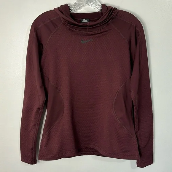 Nike Pro Hyperwarm Training Hoodie Maroon Size M - Picture 2 of 8
